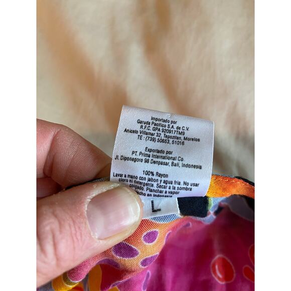 Vintage The Monkeys Designs rayon vest wooden buttons adult large fish Batik - Picture 5 of 5